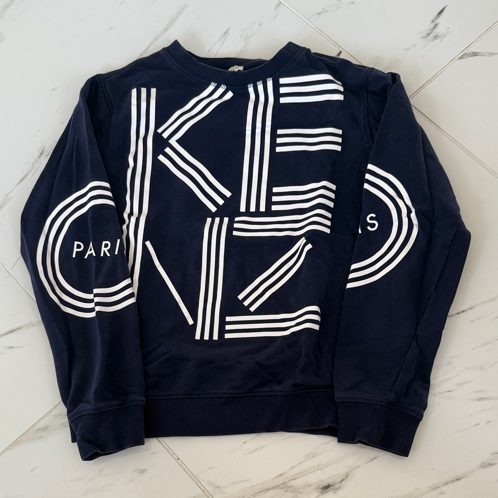 KENZO Paris Kids Dark Blue Logo Graphic Crewneck Sweater